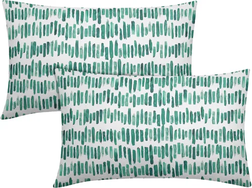 Vista 27 de Juego de 2 fundas de almohada de rayas negras para exteriores, 16 x 16 pulgadas, diseño geométrico de rayas abstractas, algodón y lino, cuadradas