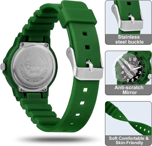 Vista 3 de Reloj analógico para niños, resistente al agua, para enseñar el tiempo, para niños y niñas, correa suave para aprender