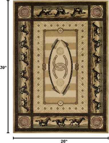 Vista 3 de Western Horse - Alfombra beige de 2 x 3 pies, 2 x 3 pies