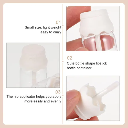 Vista 7 de Tubos vacíos de brillo de labios, 20 unidades de mini contenedores reutilizables transparentes de brillo de labios vacíos para bálsamos labiales