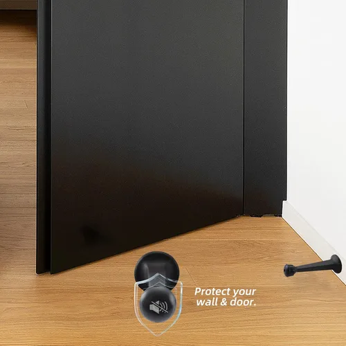Vista 3 de HOME MASTER HARDWARE Topes de Puerta Rígidos Sólidos de Servicio Pesado de 3", Negro Mate, Paquete de 2 con Puntas de Plástico - Topes de Puerta
