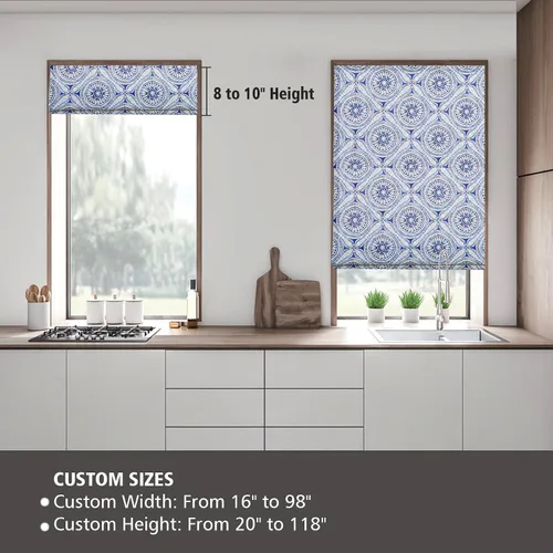 Vista 6 de Grneric - Persianas romanas blackout para ventanas y puertas con filtro de luz, 10% lino, personalizadas
