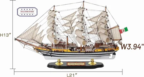 Vista 2 de SAILINGSTORY Modelo de Madera Nave Amerigo Vespucci 1/190 Escala Réplica