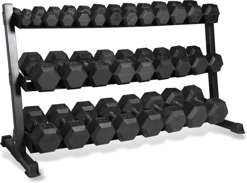 Vista 10 de CAP 280 LB, 550 LB, 1200 LB Dumbbell Set with Horizontal 2-3 Tier Rack, Rubber Hex Free Weights, Home Gym Weight Set for Strength Training