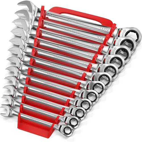 Vista 10 de Olsa Tools Juego de llaves de trinquete de cabeza flexible de 120 dientes 12 piezas - métrico
