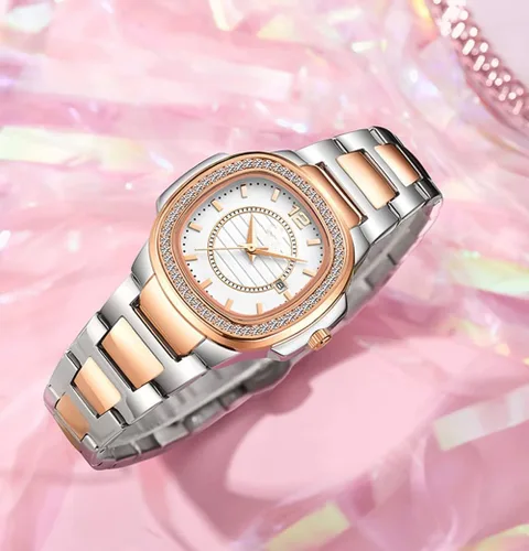 Vista 6 de Relojes de mujer Moda Cuadrado Dial Acero Inoxidable Impermeable Fecha Diamante Damas Vestido Relojes de Pulsera