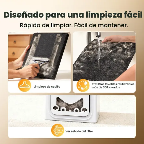 Vista 6 de oneisall Purificadores de aire para mascotas domésticas con filtros HEPA lavables de doble cara, habitaciones grandes de hasta 2200 pies cuadrados