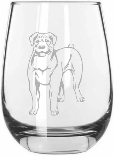 Vista 297 de Shar Pei (chino) - Vaso de vino sin tallo grabado para perro, 15.25 onzas