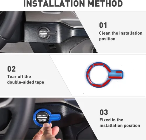 Vista 5 de Compatible con Ford Bronco Anillo de cubierta para botón de arranque del motor de la consola central Compatible con Ford Bronco 2021 2022 2023 2024