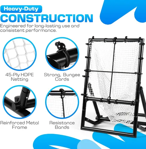 Vista 5 de Baseball & Softball Rebounder Net – Adjustable Pitching Trainer for Accuracy, Throwing, and Fielding – Durable Training Equipment for Youth & Adults
