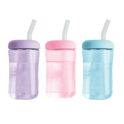 Vista 10 de The First Years Squeeze & Sip - Vasos con pajita para niños pequeños, taza de transición exprimible con popote de silicona, suministros