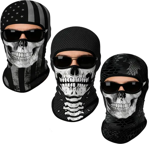 Vista 42 de Pasamontañas 3D, máscara de cara completa, resistente al viento, máscara de esquí con calavera táctica para motocicleta, ciclismo, Halloween