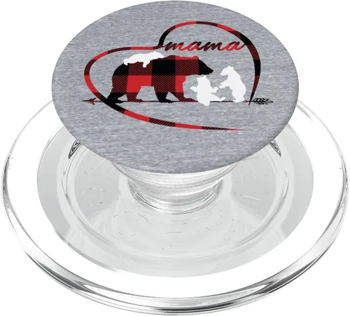 Vista 8 de Mama Bear Pop Socket 3 Cubs Plaid Madre Día Regalo PopSockets Grip and Stand for Phones and Tablets