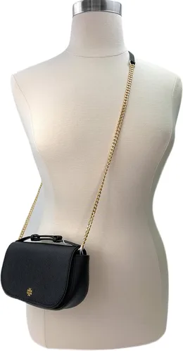 Vista 3 de Tory Burch Emerson Top Handle Bolso bandolera de cuero Saffiano para mujer (negro), Negro
