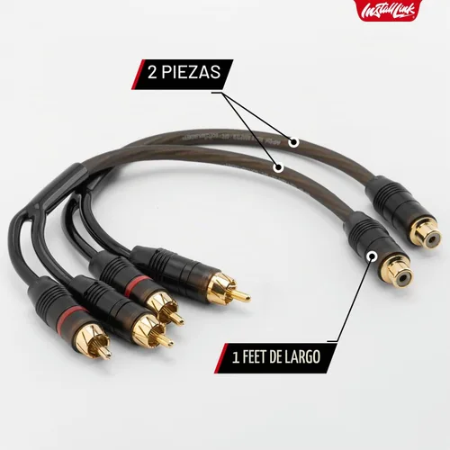 Vista 4 de Install Link - Cable de audio RCA para subwoofer o cable estéreo, adaptador en Y 1-hembra a 2-macho divisor, paquete de 2 Pure OFC Copper, 1ft