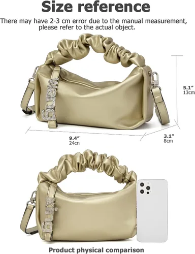 Vista 3 de KingTo Bolso pequeño de hombro para mujer, bolso de mano suave de diseñador en la nube, bolso cruzado ligero