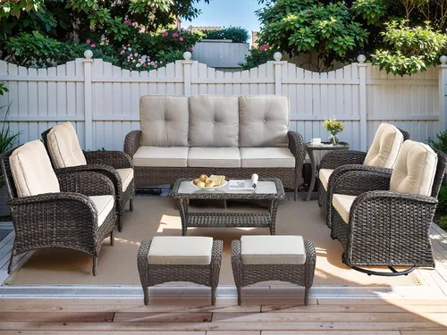 Vista 17 de HUMMUH Juego de 2 sillas de mimbre para exteriores, sillas de comedor con respaldo alto y asiento profundo para jardín, porche, patio trasero