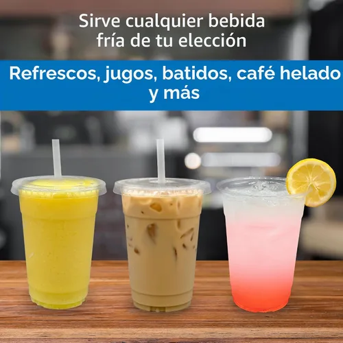Vista 6 de Reli. Vasos de plástico de 20 oz con tapas (paquete de 50) - Transparente