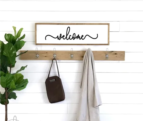 Vista 4 de Alinacutle Plantillas de serigrafía reutilizables de bienvenida a nuestro hogar, plantilla de serigrafía autoadhesiva para decoración del hogar