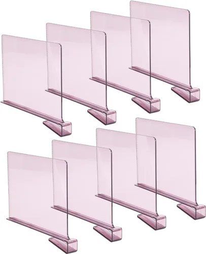 Vista 11 de Sooyee Paquete de 8 separadores de estantes acrílicos negros, perfectos para armarios, cocina, dormitorio, organización de estanterías