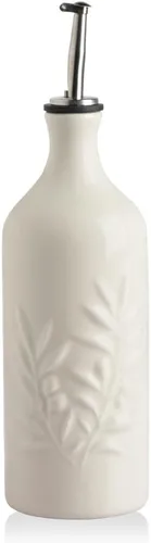 Vista 29 de Sweejar Botella dispensadora de aceite de oliva de cerámica de 20 onzas de alivio opaco que protege para reducir la oxidación, adecuada para Beige