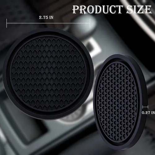 Vista 2 de 2 piezas posavasos para portavasos de automóvil, posavasos universales antideslizantes para portavasos de automóvil, 2.75 pulgadas posavasos