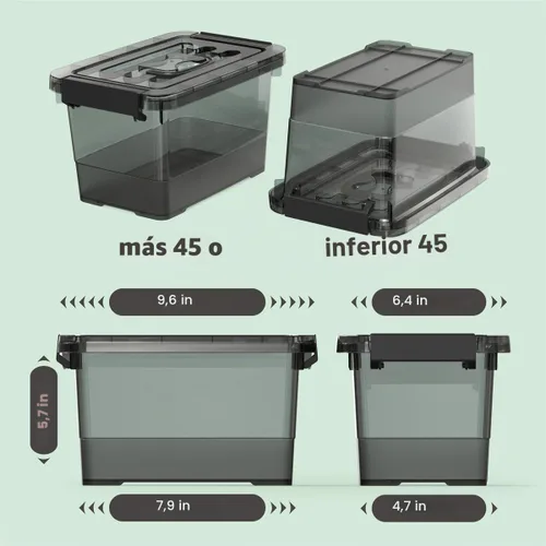 Vista 2 de Contenedores de almacenamiento de plástico negro con pestillo, paquete de 8 contenedores de plástico transparente con asa y tapa, multiusos, 4