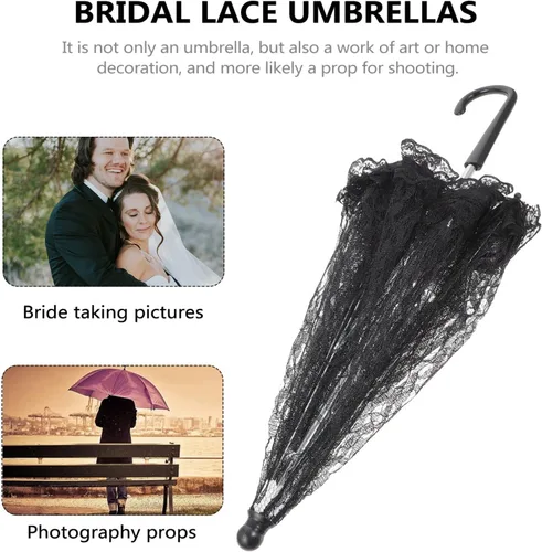 Vista 9 de GANAZONO Paraguas de encaje Paraguas Vintage Bordado Parasol Romántico Señora Blanco