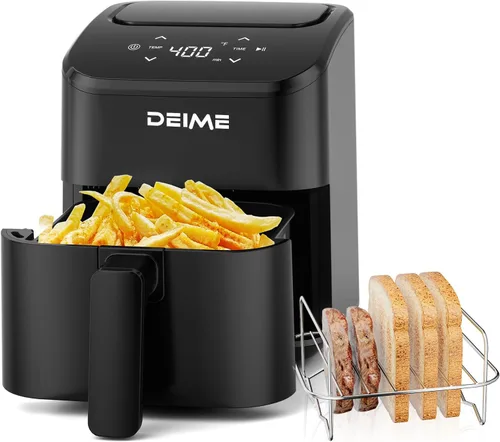 Vista 9 de DEIME - Freidora de aire pequeña digital de 2.8 cuartos de galón, compacta y que ahorra espacio, para hornear, recalentar, asar para comidas rápidas