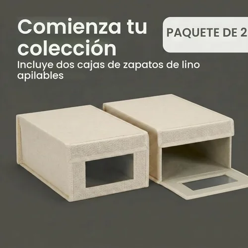Vista 12 de Household Essentials Caja de zapatos pequeña con panel frontal transparente, resistente mezcla de poliéster, acabado crema, juego de 2