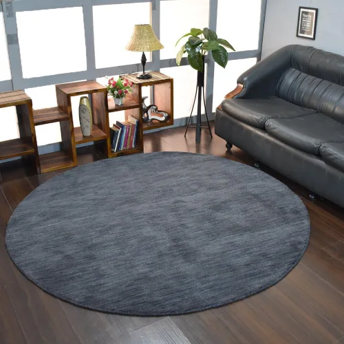 Vista 18 de Alfombras de área de lana anudadas a mano en telar, ecológicas - 10'x10', cuadradas, color aguamarina, diseño liso sólido, alfombras de área gruesas