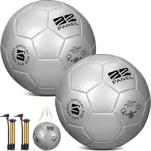 Vista 15 de Shappy 2 pelotas de fútbol a granel con bomba, bolsa de malla, tamaño oficial 3, 4, 5, pelota de fútbol colorida para interiores y exteriores