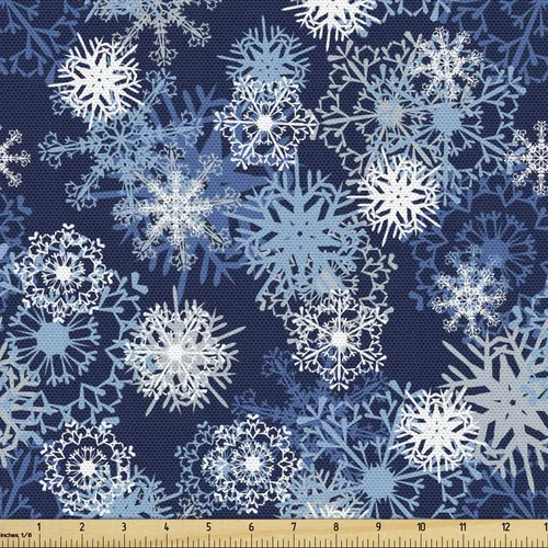 Vista 39 de Ambesonne Tela Navideña por Yarda, Tema Navideño Colorido Vivo Piñas de Pino Ramas Hombre de Jengibre Imagen de Bayas Estampada, Tela de Punto