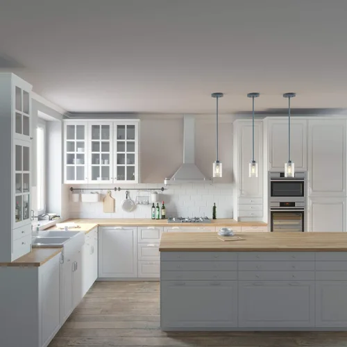 Vista 2 de Hunter - Hartland 1 luz azul índigo, mini lámpara colgante, regulable, estilo casual, forma cilíndrica, para dormitorios, cocinas, comedor, salas