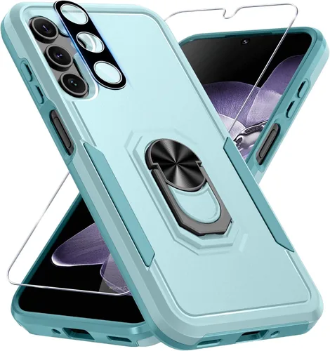 Vista 36 de Janmitta Funda compatible con Samsung Galaxy A14 5G con protector de pantalla + protector de lente de cámara, funda resistente de servicio pesado