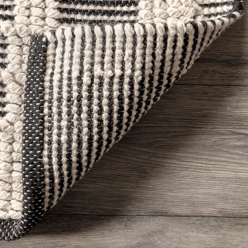 Vista 5 de Rugs USA Parker Check - Alfombra texturizada, 2 x 8, marfil