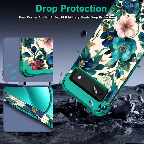 Vista 5 de Hekodonk Funda para Google Pixel 6A (2022), resistente cuerpo completo, protección a prueba de golpes, plástico duro+goma de silicona híbrida 3