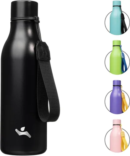 Vista 36 de Konokyo Botella de agua aislada con correa, botella de agua de acero inoxidable de 18 onzas de doble pared con aislamiento al vacío, frasco de Verde