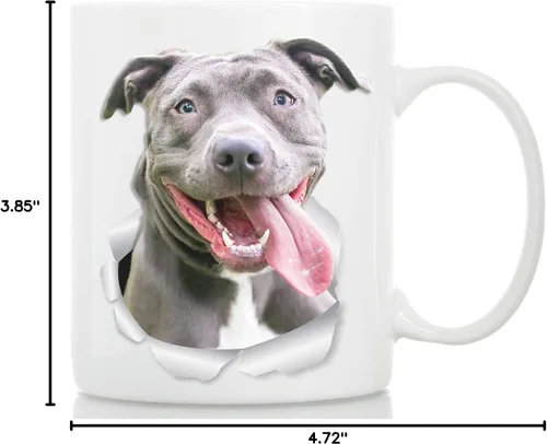Vista 7 de Winston & Bear Taza Happy Pit Bull – Taza de café de cerámica de regalo para los amantes de los perros, mamá y papá, regalo perfecto de cumpleaños