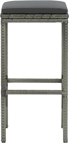Vista 5 de bar Chairs,barstools,bar stools Set of 3,bar Table,sillas para barra de cocina,Bar Stools with Cushions 3 pcs Gray Poly Rattanbar Stool,bar