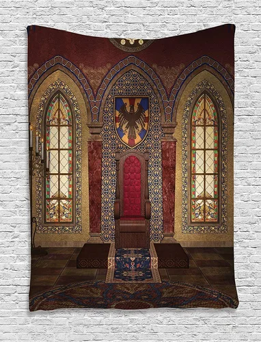 Vista 28 de Ambesonne colección de decoración del hogar, tapices de pared para recámara, sala de estar, recámara, multicolor 2-Verde oscuro Arena Marrón