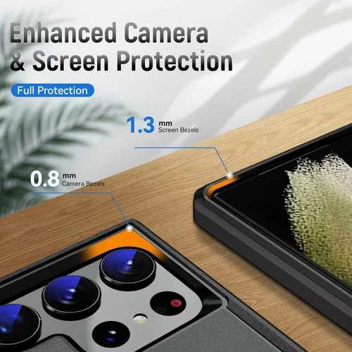 Vista 4 de Funda para S23 Ultra, con protector de pantalla HD [probada contra caídas de grado militar], resistente, resistente, a prueba de golpes, para Galax