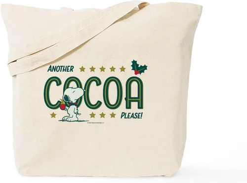 Vista 8 de CafePress Snoopy Another Cocoa Please - Bolsa reutilizable de lona color beige natural