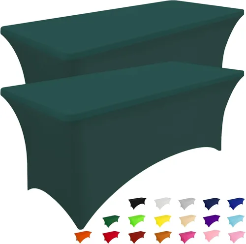 Vista 38 de Smiry Paquete de 2 Manteles de Spandex de 6 Pies, Manteles Elásticos Ajustables Extensibles, Lavables y Sin Arrugas, Cubierta Rectangular para Mesa