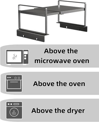 Vista 5 de Estante de almacenamiento ajustable para refrigerador/lavadora, estante organizador expandible