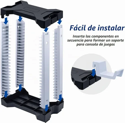 Vista 5 de Mcbazel Torre de soporte de almacenamiento de videojuegos para PS5/PS4/NS Switch/Switch2/Xbox, almacenamiento de disco de videojuegos y controlador