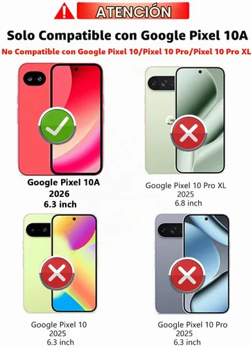 Vista 2 de Funda para Pixel 10a, con cubierta para lente de cámara, protector de pantalla HD, [grado militar] anillo de montaje de coche con soporte híbrido