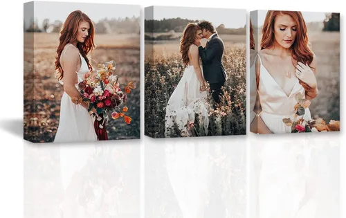 Vista 17 de DOARTDO Lienzo decorativo para pared, 3 paneles, impresiones en lienzo personalizadas con fotos familiares de tu boda, decoración del hogar listo