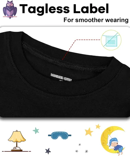 Vista 2 de DAUGHTER QUEEN Pijama para niños de 4 piezas, 100% algodón, talla 18 meses a 12 años