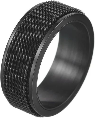 Vista 21 de Anillos giratorios para hombres y mujeres, anillos de ansiedad para hombres, anillos de cadena para adultos, anillos de titanio y acero